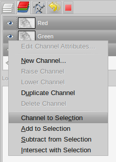 GIMP channel to selection