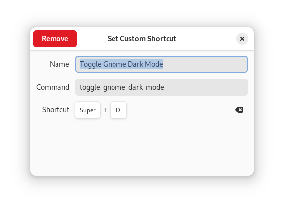 Gnome settings shortcut creation